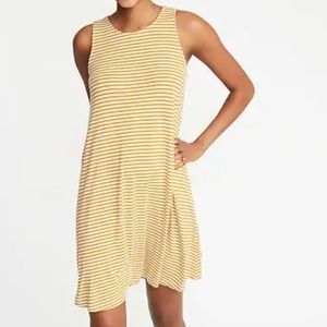 Old Navy Jersey Swing Dress in Yellow Stripes